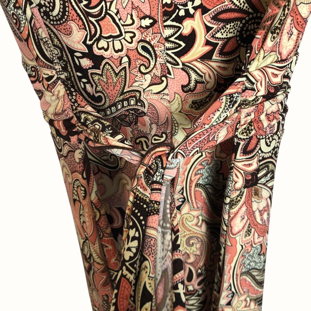 Vol.1 Paisley Print Midi Dress With Flutter Sleeves Handkerchief Hem V-Neck Lg - Picture 8 of 8